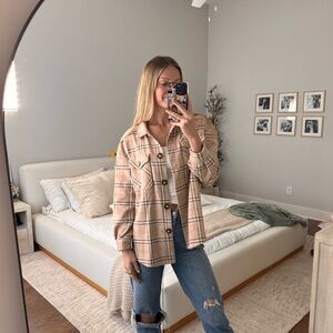 Plaid Button-Up shacket - Tan